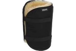 Hollert Lammfell Ellenbogenschoner Schwarz-Gelb (1 Stück) Gelenkschoner Ellenbogenwärmer 100% Merino Schaffell