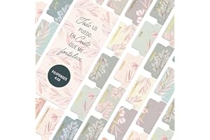 OFFILICIOUS 100 Bohemio Floral Etiquetas Para La Biblia Católica En Español - Accesorios Para El Bíblico De La Santa Biblia - Dorado Etiquetas De La Biblia Para Mujeres Y Hombres, Accesorios Para La Biblia