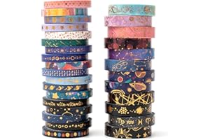 YUBX 30 Rouleaux Washi Tape,Ciel étoilé Ruban Adhésif Papier Décoratif Masking Tape Adhésif Ruban de Masquage en Papier Ruban Washi Décoratif à Motifs Multiples pour la Décoration
