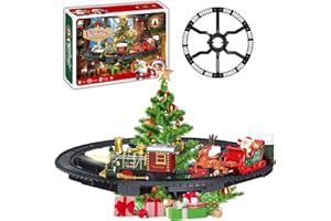 LANPOPO Hanging Christmas Train Set with lights and sound, hanging Christmas tree decorations, equipped with locomotives, carriages, sleds, and tracks, for children
