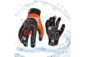 Vgo... Guante Invierno de Trabajo Impermeables Resistentes, Guantes Protección Antivibración para Obra Portero Montaje Mecánicos, 1 par