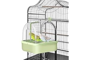 Umisu Hängende Badehaus Vogel Badewanne, Automatisches Vogelbad mit Pumpe/Filter, Vogeltränke Bad Dusche Vogelkäfig Zubehör für Sittiche Papagei Wellensittich (Grün)
