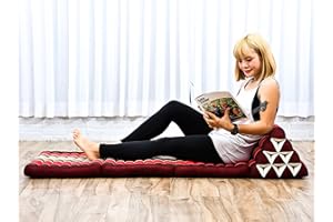 LEEWADEE - Comodo Materasso da Pavimento Giapponese con Cuscino Lettura, Materasso Futon O Tappetino Pieghevole da Massaggio Tailandese, 170 x 53 cm, Rosso
