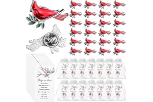 CNSJ Memorial Cardinal Pin Badge Lapel Brooch Funeral Keepsakes Gifts for Guests with Memorial Poem Cards & Organza Bags Funeral Pins Cardinal Brooches for Loss of Loved One Memorial Service