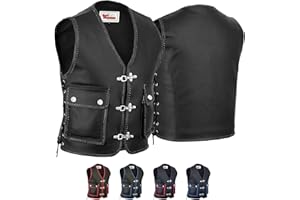 German Wear Leder Motorrad Kutte Karabiner Lederweste Bikerweste Motorradweste geflochten