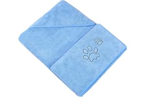 Winthome Super Absorbent Dog Drying Towel, Microfiber Pet Bath Towel (77x127cm, Blue)