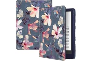 Fintie Etui do nowego Kindle (11. generacja - 2022) z 6-calowym wyświetlaczem - Folio sztuczna skóra etui ochronne z funkcją Auto Sleep/Wake (kwitnący hibiskus)