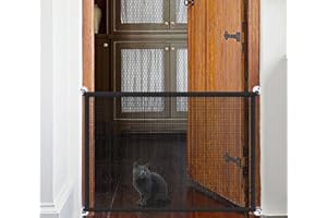 OSTLTTYN Portable Stair Gate for Dogs Indoor Magic Pet Gates for The House Doorway Upgraded Mesh 110x78cm Safety Puppy Fence Enclosure, Black