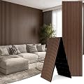 Jaxguom Lot de 2 panneaux acoustiques en bois de noyer - 240 x 60 cm - 2,88 | Panneaux muraux 3D pliables de 18 mm en MDF et feutre, panneaux en bois, mur à lamelles comme revêtement mural pour salon et