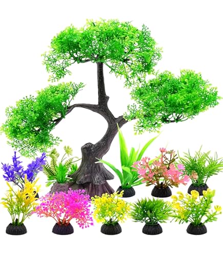 Piante Finte Per Acquario 4 Pezzi - Decorazioni Realistiche In Plastica 10-11cm - Foto 4