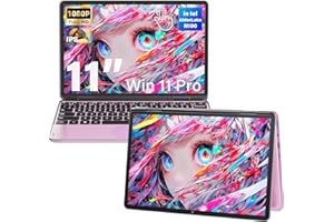 Fsjun 11-Zoll-Pink 2-in-1 Touchscreen-Laptop, Win 11 Pro/Office 2019, Celeron N100, 16GB RAM, 1TB SSD, Full HD IPS, Hintergrundbeleucht Tastatur,Wi-Fi, Type-C, HDMI,Leicht, tragbar (Rotgold, 16+512G)