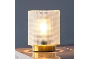 MJ PREMIER Battery Operated Table Lamps, Battery Powered Lamp, Battery Lamps Indoor, Glass Lamp for Living Room/Home/Bedroom/Hallway/Gifts (Clear)