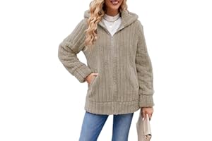 ABYOVRT Felpe con Cappuccio Donna Oversize Teddy Bear Felpa in Pile Caldo Autunnale Invernale Cappotti Elegante Media Lunga Pile Donna con Zip