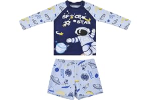 Trendy Boy Maillots de Bain à Manches Longues Rashguard Sets Maillot de Bain Protection Solaire Vêtements de Bain pour Garçons de 2 à 12 Ans