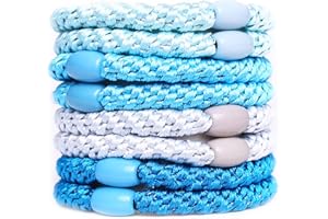 AXEN 8 pezzi elastici per capelli per donne ragazze, fasce in cotone morbido per capelli spessi e ricci, serie blu