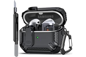 MHYALUDO per Samsung Galaxy Buds3/Galaxy Buds3 Pro (2024) con chiusura di bloccaggio, custodia per cuffie anticaduta di livello militare con fibbia da trekking e kit di pulizia-Nero