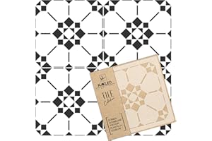 NL NAKLEO ART & WALL DECOR NAKLEO Pelichos Pochoir à Carreaux en Plastique Réutilisable - 20x20cm - Moderne Carré Étoile - Marocain Géométrique - Pavé Blocs Béton Sol Mur Peinture Gabarit Bois