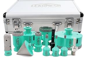 LEKOMESH Tile Hole Saw Kit - (6/6/8/20/35/50/68/100mm+20mm Finger Bit+50mm Chamfer Bit+SDS/HEX Adapter) Diamond Core Drill Bits Set for Porcelain Tile Ceramic Marble Brick Concrete,M14 Thread