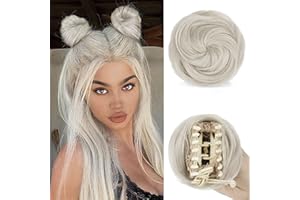 ‎SOFEIYAN Sofeiyan 2PCS Krallen Clip in Haar Bun Mini Messy Bun Haarteile Dutt mit Klammer Synthetik Haar Scrunchies Haar Donut Chignon Pferdeschwanz Haarteil Dutt für Damen Grau