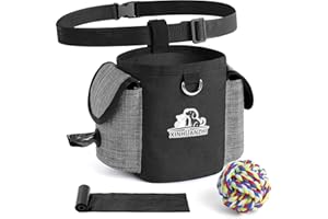 PLAYEXEN Bolsa Premios Perro Set de 3 Bolsas Perros Accesorios Adiestramiento&Bolsas Caca Perro& Pelota Juguete Perro Interactivo Bolsa Chuches Perro de Portátil & Gran Capacidad para Caminar Entrenamiento