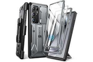 Tongate Kompatybilne z etui Samsung Galaxy S24 Ultra, [wbudowana osłona ekranu i osłona aparatu przesuwnego] [2 przednie ramki] klasy wojskowej odporne na wstrząsy etui na telefon z podpórką i klipsem