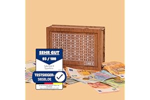 SAVINX Spardose 1000€ • SparBox: Das Original (6 Größen) • Wiederverwendbar • mit Zahlen zum ankreuzen • Geschenk für Kinder & Erwachsene • FERTIG MONTIERT