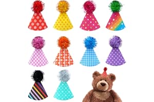 JpGdn 10 Pcs Pack Mini Felt Party Hats for Dogs and Pets With Adjustable Headband Reusable Happy Birthday Party Holiday Wedding Costume Accessories