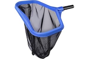 WELDUN Poolkescher Bodenkescher mit doppelten tiefen Netz, Tiefenkescher zur Reinigung von Schwimmbad, Teich, Blau(Keine Stange)