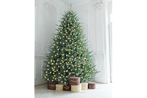 ‎SOONTRANS Soontrans Weihnachtsbaum mit Beleuchtung Miwa 2 in 1 Künstlicher Weihnachtsbaum mit Lichterkette inklv 500 Zweigen & 200 LEDs & Holzständer, Warmweiß Licht, Biegbare PVC+PE Spitzen, Klappsystem (H1,5m