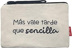 Hello-Bags. Bolso Neceser/Cartera de Mano. Exterior: Algodón 100%. con Cremallera y Forro Interior. Incluye Bonito sobre Kraft de Regalo. Modelo MASVALE. Color: Crudo/Negro. 23 * 15,5 cm.