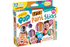 Paint Pop Paint Sticks For Kids - 12 Pack Face Paints Assorted Colours - Twist & Paint, Mess-Free, Fast Drying Action, Easy Clean Up, Vibrant Colours,25 Milliliters