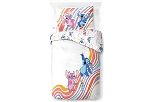 Jay Franco Disney Lilo & Stitch 100% Cotone Set Copripiumino Singolo - Include Federa 50 x 70 cm