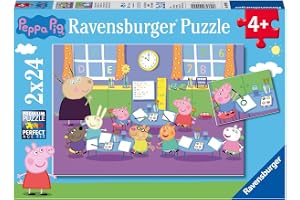 Ravensburger barnpussel - 09099 Peppa i skolan - pussel för barn i åldern 4 och uppåt, Peppa Pig pussel med 2x24 bitar