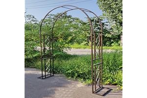GENERIC Arche de Jardin en métal, 230cm de Haut x 140cm~340cm de Large Arceau à Rosier, tonnelle en métal Robuste pour Grimper, vignes et Plantes, Mariage, décoration de fête(Brown,300x230x40cm)