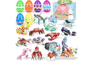 Hoarosall Ostergeschenke Kinder 12 Stück Ostereier Zum Befüllen mit Bausteine für Meerestiere Ostereier Plastik 8,5cm*6cm für Osterkörbchenfüller Ostereier Deko Partygeschenk Ostereiersuche