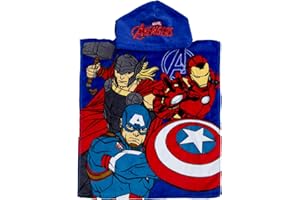 Disney Asciugamano poncho con cappuccio ufficiale Marvel Avengers, super morbido, Capitan America, Iron Man, Thor, accappatoio perfetto per casa, bagno e spiaggia, multicolore, 115 x 50 cm
