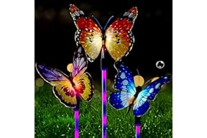 ZVO Mariposa Solares Jardín Exterior, 3 Piezas LED Luces Solares Decorativa al Aire Libre, Lámparas Animales Cambio de Color Luz de Estaca Iluminación Impermeable para Patio Camino Jardin Césped