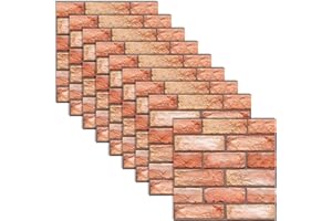 oupados 10 Pezzi Rosso Mattoni Adesivi Parete Rosso Carta Da Parati Mattoni Parete Mattone Piastrelle 3D Adatto Per La Decorazione Murale Impermeabile Della Cucina Del Soggiorno 30×30cm