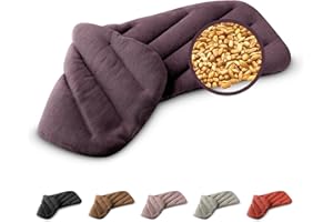 LESCHI XXL Wheat Bag Microwavable (50x20cm) - 100% Organic Cotton and Organic Wheat - 8-Chamber Microwave Pillow, Unscented - Snug Grain Pillow Ideal for Warmth for Back, Neck and Shoulders, Purple