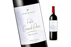 FUNFEST Etiqueta Botella de vino de anuncio de embarazo - Futuro Abuelo - Gran Cru Especial - Anuncio futuro nacimiento para el abuelo - Abuelo
