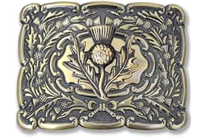 Kilt Emporium Piper Scottish Thistle Badge Kilt Belt Buckle for Men Traditional Highland Piper Accessory Rust-Free Solid Brass