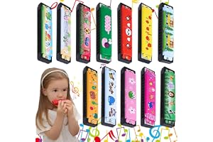 KOWVOWZ 12 PCS Harmonica for Kids, Harmonica Toy with Double Row of 16 Holes, Cute Cartoon Printed Harmonicas Mouth Organ,Party Favors, Bags Fillers, Birthday Day Gifts and Prize for Beginner Kids