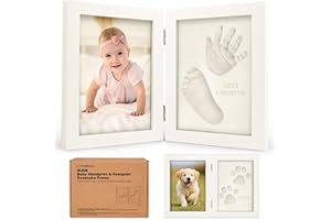 Baby Handabdruck und Fußabdruck Set - Baby Geschenke für Mädchen, Jungen - Personalisierte Baby Fussabdruck Set, Neugeborenen-Handabdruck Baby Abdruckset, Gipsabdruck Baby Bilderrahmen (Alpine White)