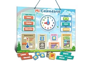 SMART PANDA Mi Primer Calendario de SmartPanda - Juguete Educativo Magnético para Niños o Niñas - Incluye Reloj, Estación Meteorológica, Actividades y Emociones – para Pared o Frigorífico – en Español