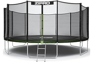 ZIPRO Trampolín Exterior Jump Pro, Ø183/252/312/374/435/496cm, trampolín para jardín con Red de Seguridad, trampolín de Suelo de hasta 50-150kg, Juguete de jardín para niños, Resistente a Rayos UV