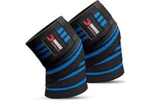 DMoose Fitness Rodilla rodamientos Fuerte, Costuras duraderas - Heavy Duty 78 Pulgadas elástica compresión Rodilla Wraps para Mejorar su Powerlifting, Levantamiento de Pesas y Entrenamientos