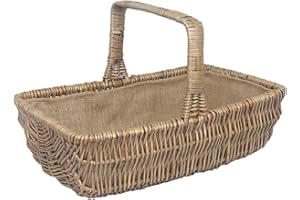 Red Hamper Large Wicker Rectangular Garden Basket Trug, Brown, 55x45x45 cm