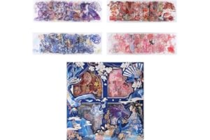 Lychii Scrapbooking Adesivi, 500pcs (100 Fogli) PVC Decorativo Adesivo con Elementi retrò, Adesivo in PVC per Diari, Creazione di Biglietti, Calendari,Computer Portatili