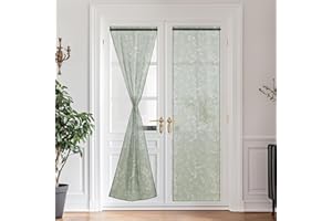 PONY DANCE Tende a Vetro per Porta Finestra 2 Pezzi 60x240 CM Tendine per Soggiorno Eleganti Decorazioni Trasparenti per Cucina Tenda Stampate con Tasca, Verde