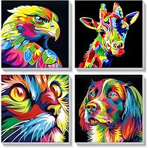 Malen-nach-Zahlen-Set Für Kinder – 4 Blumen-Bilder Mit Rahmen, Acrylfarben & Zubehör Für Kreativen Spaß